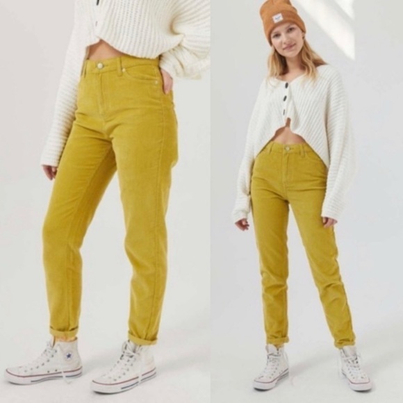 BDG Urban Outfitters gold corduroy mom high-rise size 27 in Chartreuse color - Picture 1 of 15
